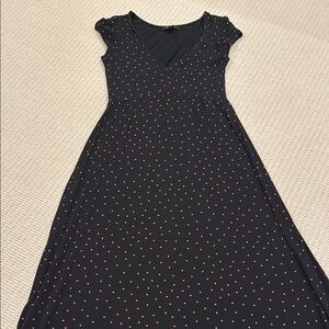 New Look Black Maxi Dress with Pink Polka Dots